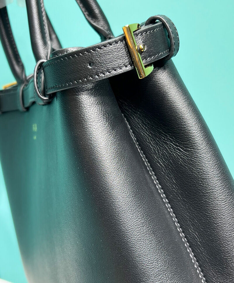 Prada Medium Leather Handbag With Belt 1BA417 Black